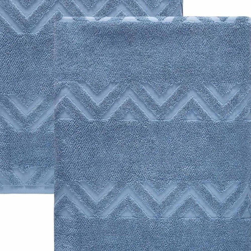Set of Two White Geometric Turkish Cotton 40" X 70" Bath Sheet