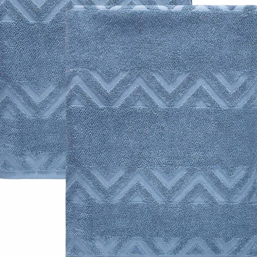 Set of Two White Geometric Turkish Cotton 27" X 54" Bath Towels