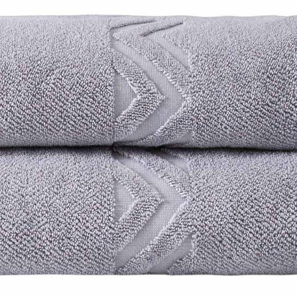Set of Two White Geometric Turkish Cotton 40" X 70" Bath Sheet