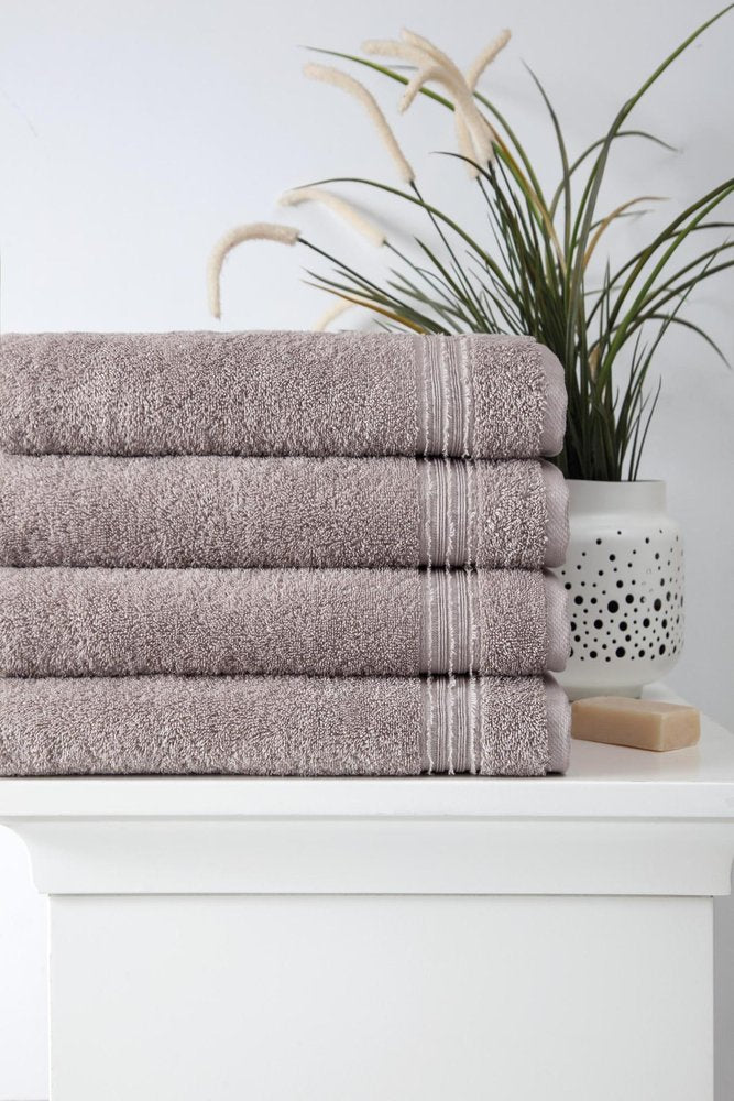 Set of Four Brown Turkish Cotton 27" X 54" Bath Towels