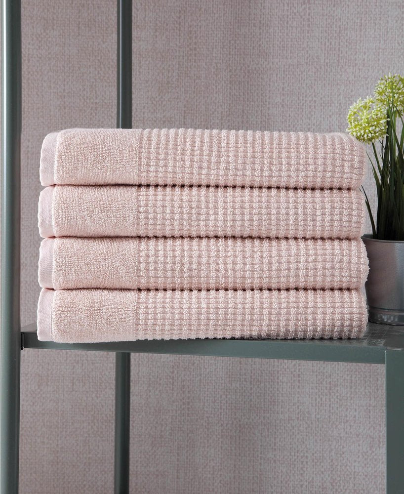 Set of Four White Polka Dots Turkish Cotton 27" X 54" Bath Towels