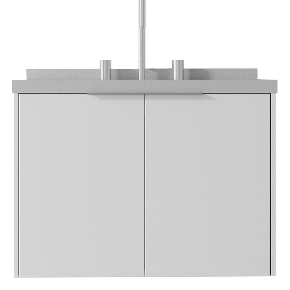 24" White Wood Floating Double Door Bathroom Vanity With Sink