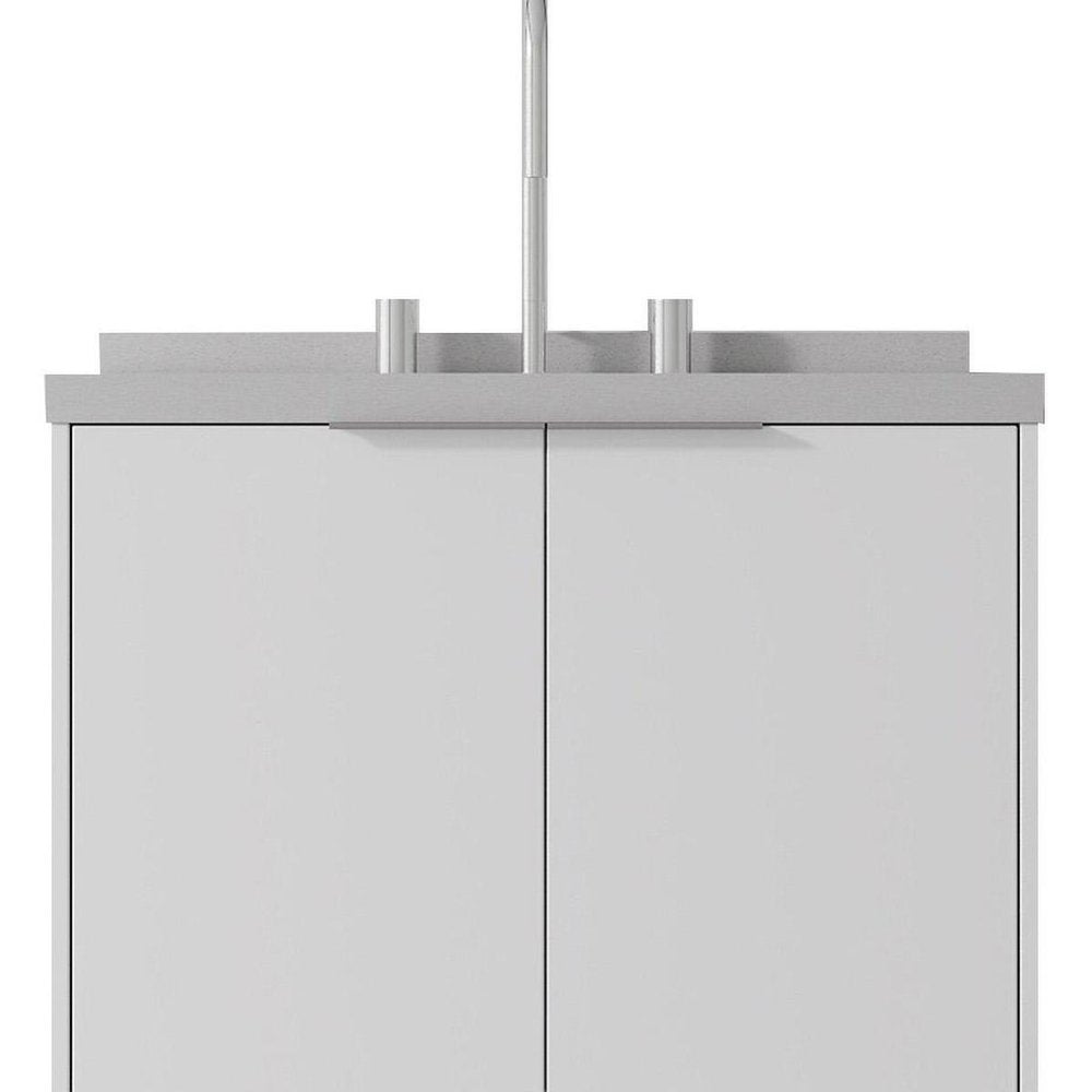 24" White Wood Floating Double Door Bathroom Vanity With Sink