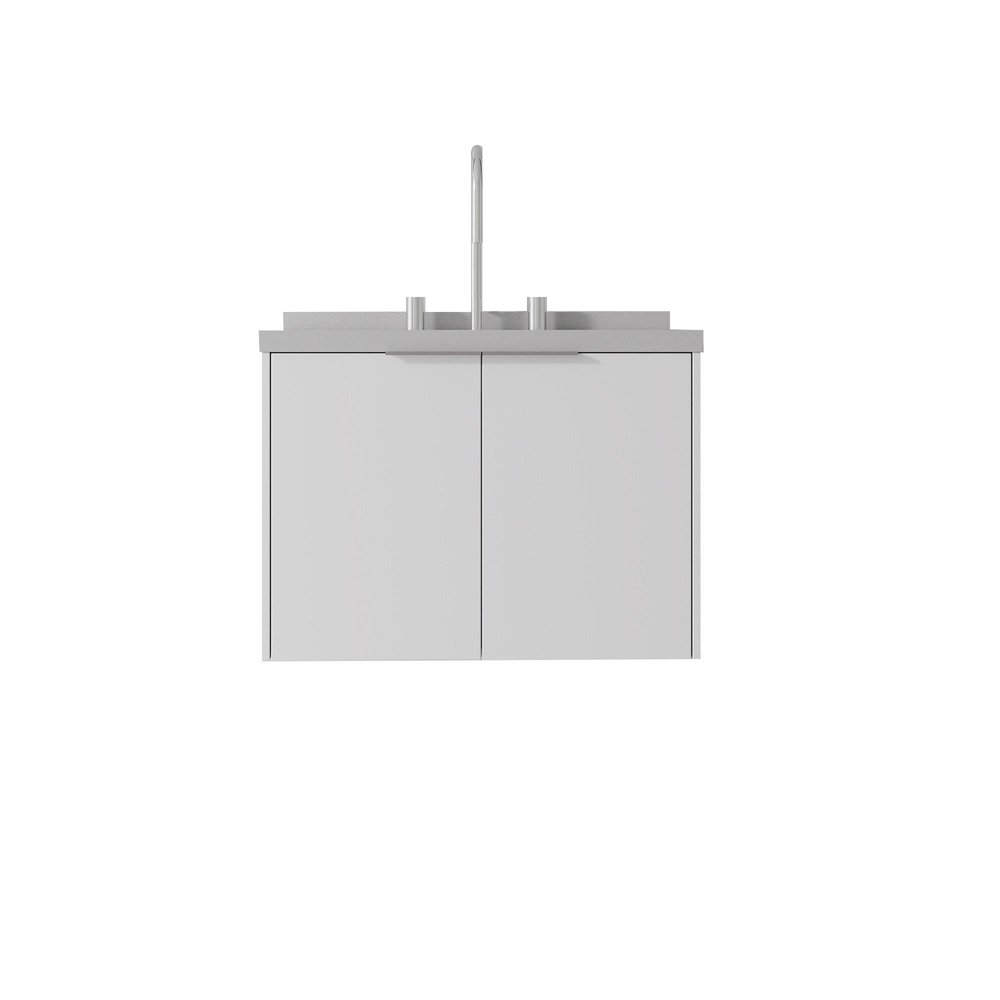 24" White Wood Floating Double Door Bathroom Vanity With Sink