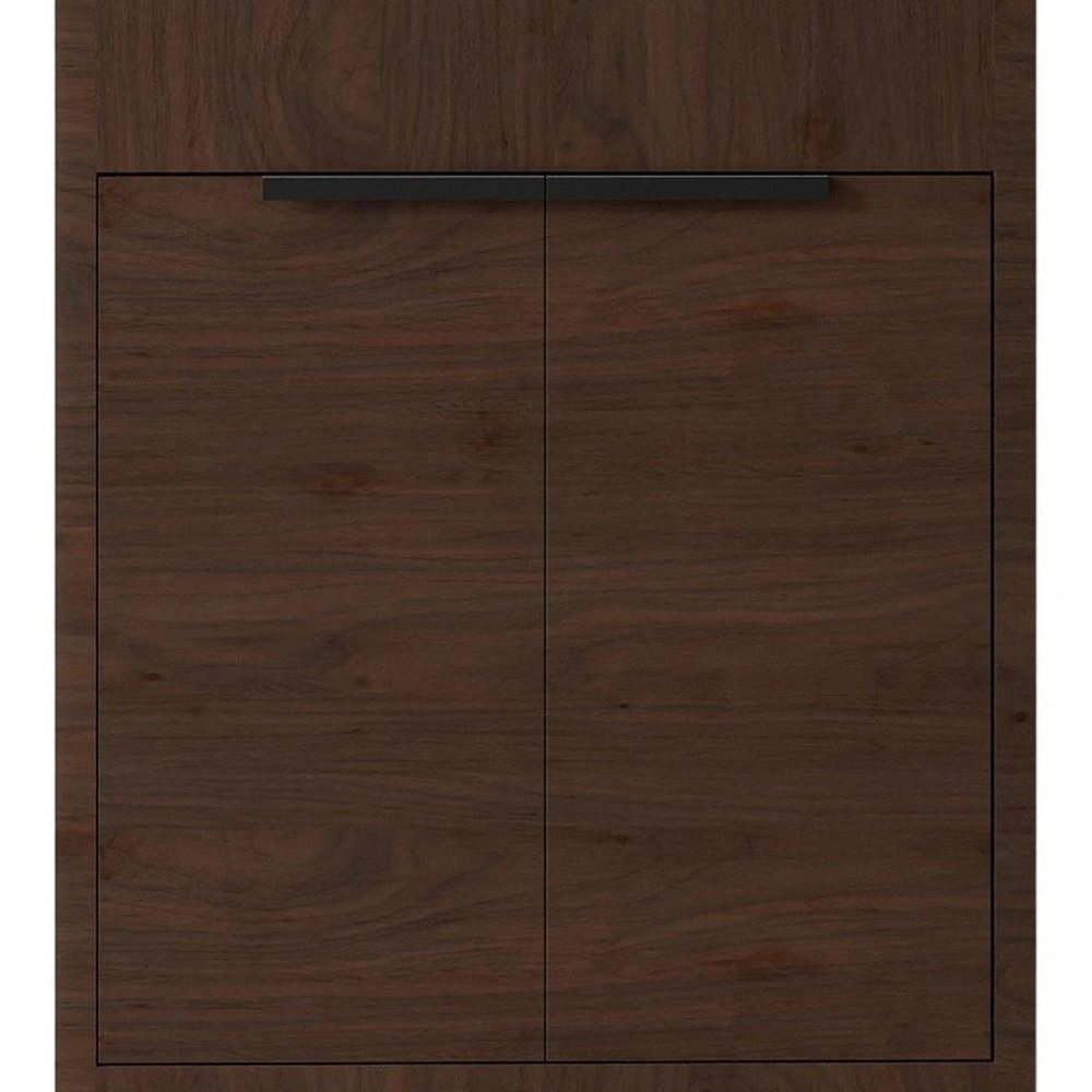 24" Brown Wood Freestanding Double Door Bathroom Vanity With White Sink