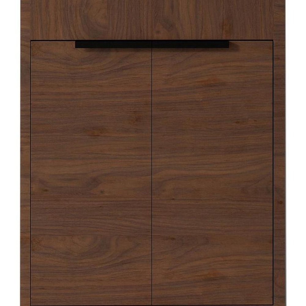 24" Brown Wood Freestanding Double Door Bathroom Vanity With White Sink