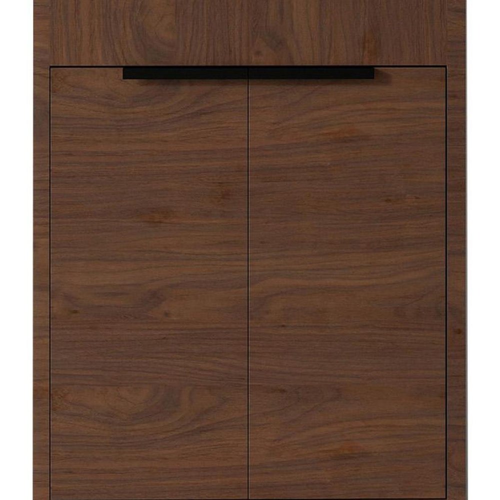 24" Brown Wood Freestanding Double Door Bathroom Vanity With White Sink