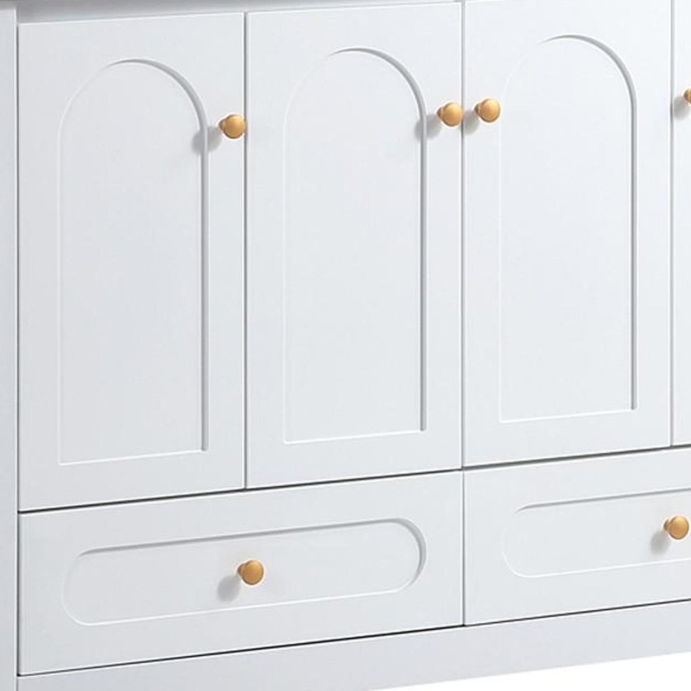 48" White Wood Freestanding Four Door Bathroom Vanity With Sink And Two Drawers