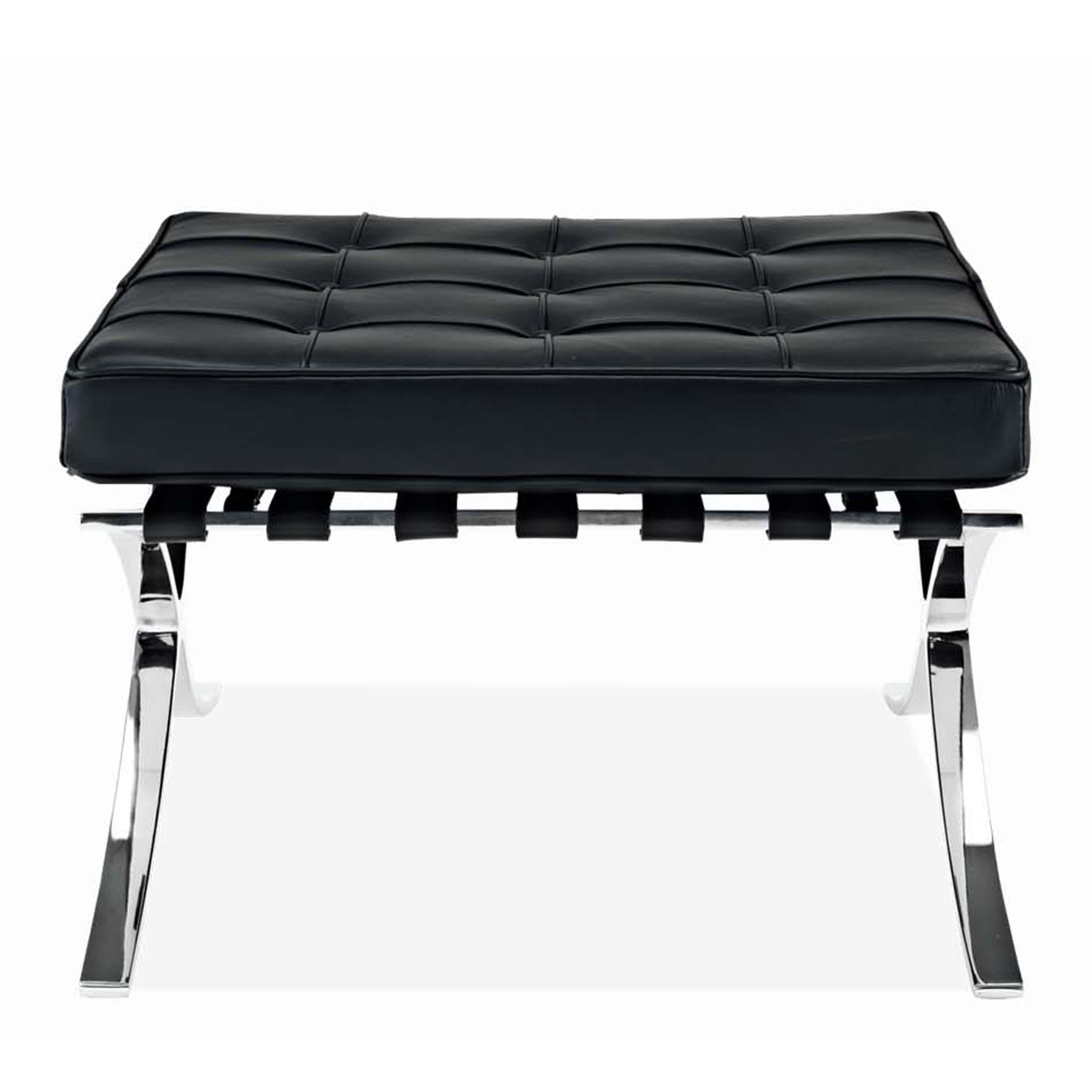 24" Black And Silver Tufted Leather And Stainless Steel Vanity Chair