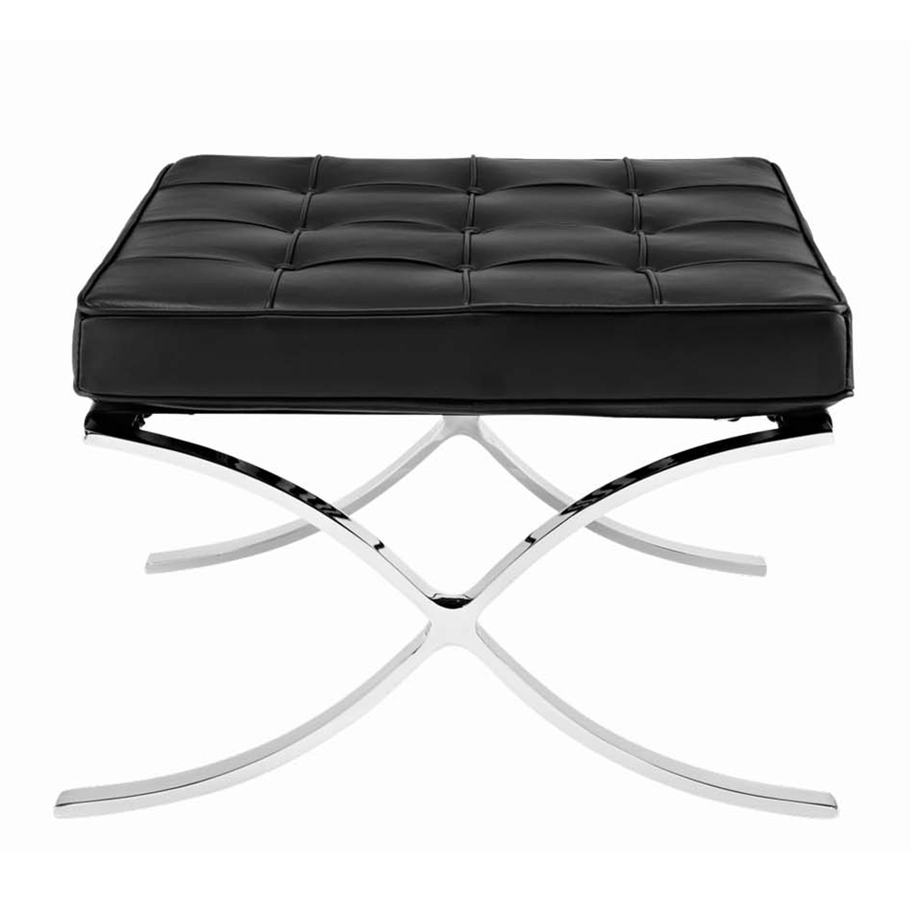 24" Black And Silver Tufted Leather And Stainless Steel Vanity Chair