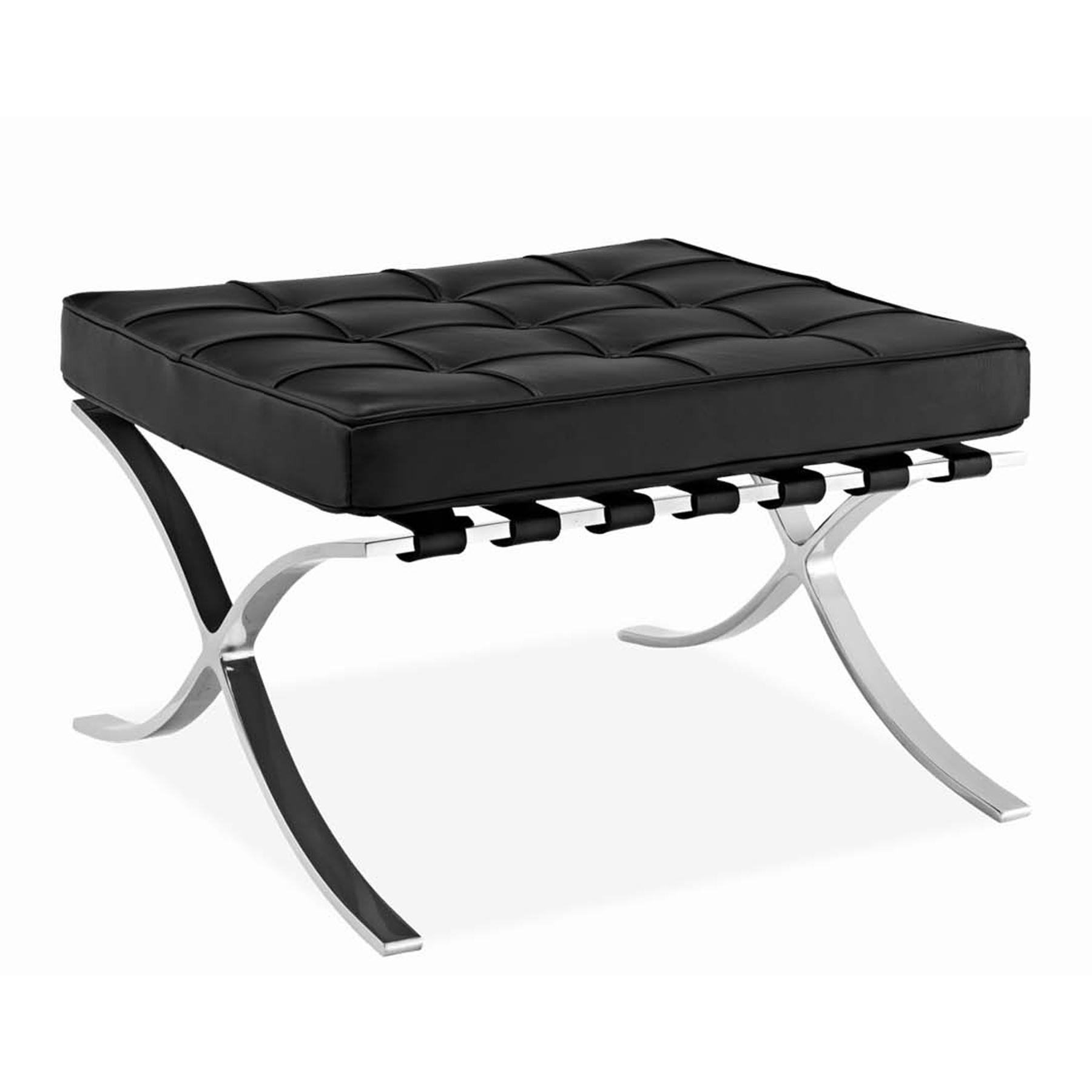 24" Black And Silver Tufted Leather And Stainless Steel Vanity Chair