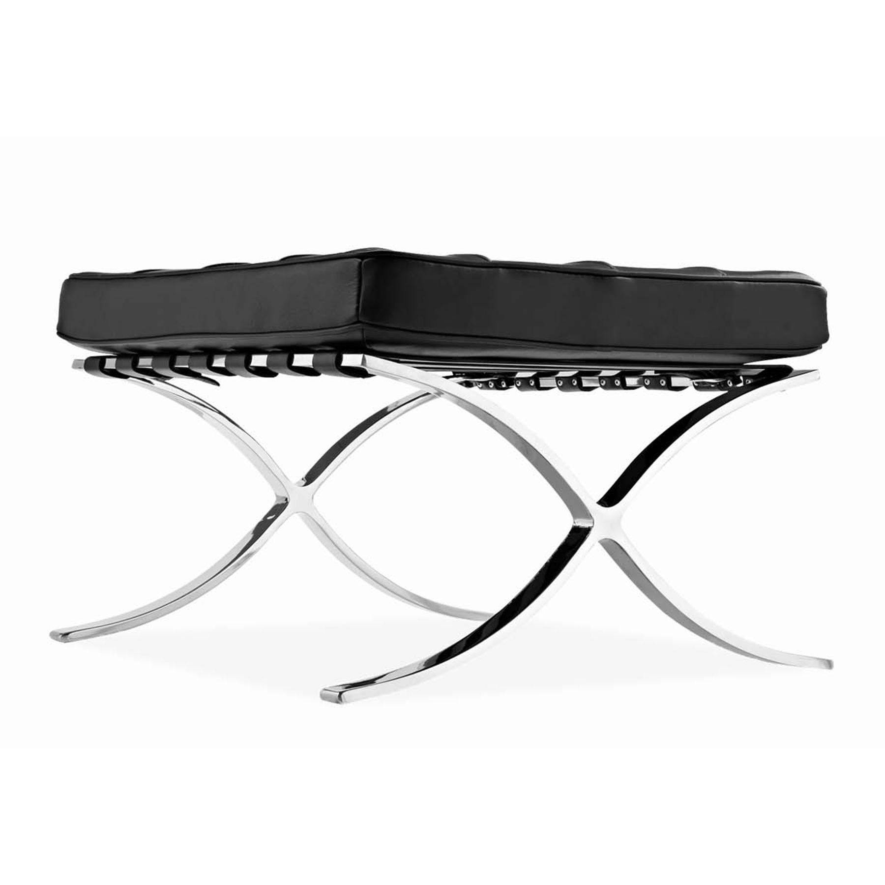 24" Black And Silver Tufted Leather And Stainless Steel Vanity Chair