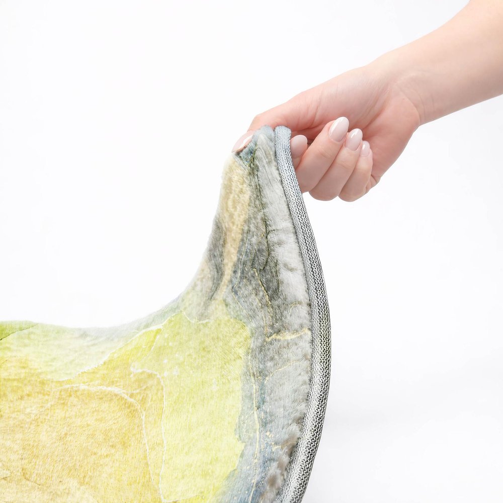 9' X 12' Yellow And Teal Abstract Shag Washable Area Rug With UV Protection