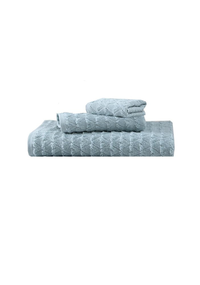 Set of Three White Geometric Turkish Cotton Towel Set