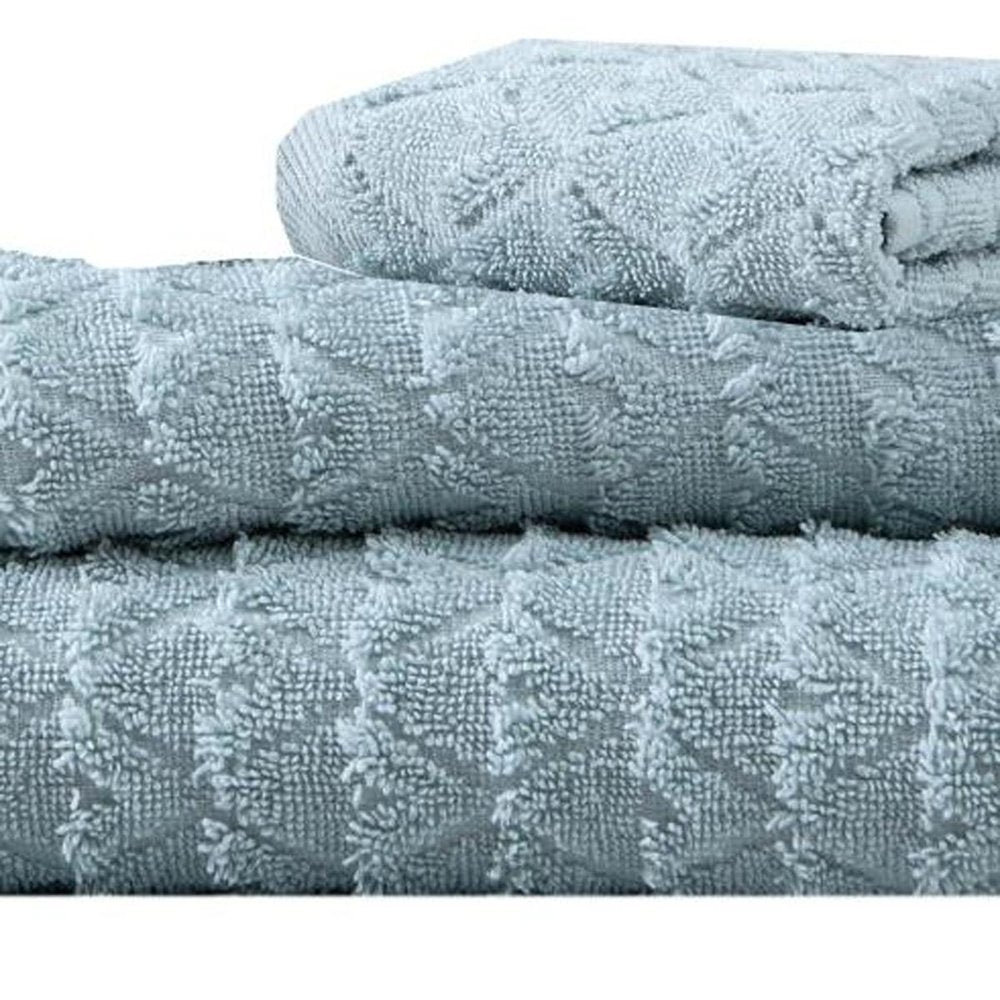 Set of Three White Geometric Turkish Cotton Towel Set