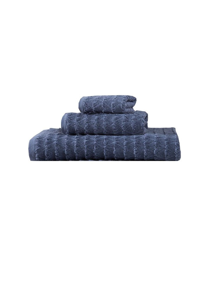 Set of Three White Geometric Turkish Cotton Towel Set