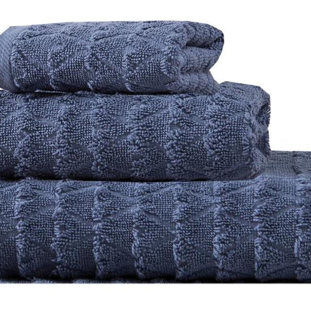 Set of Three White Geometric Turkish Cotton Towel Set