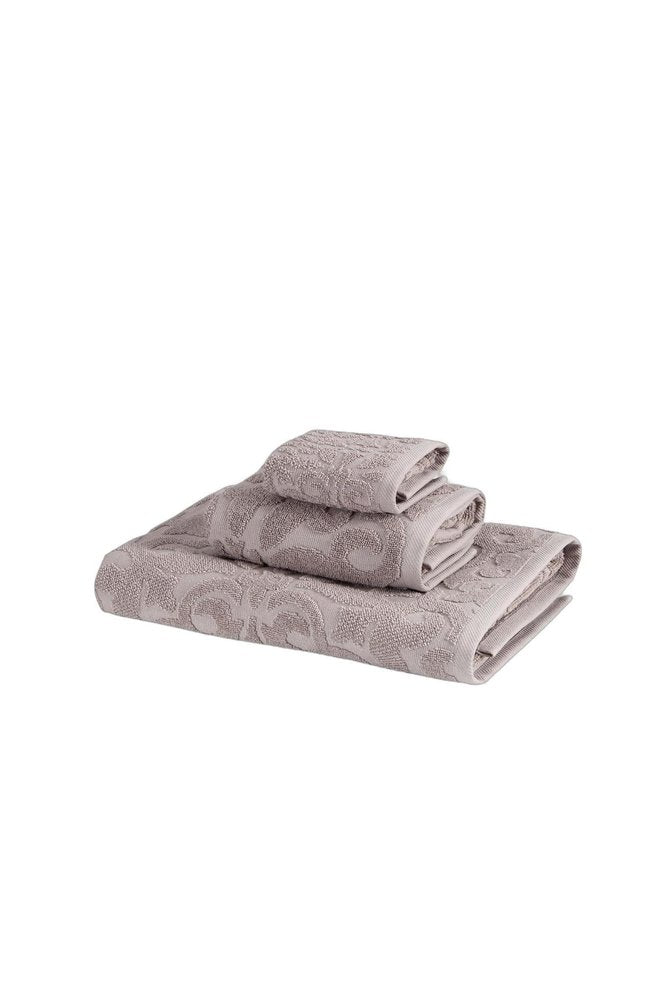 Set of Three Brown Floral Turkish Cotton Towel Set