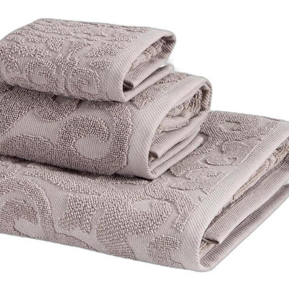 Set of Three Brown Floral Turkish Cotton Towel Set