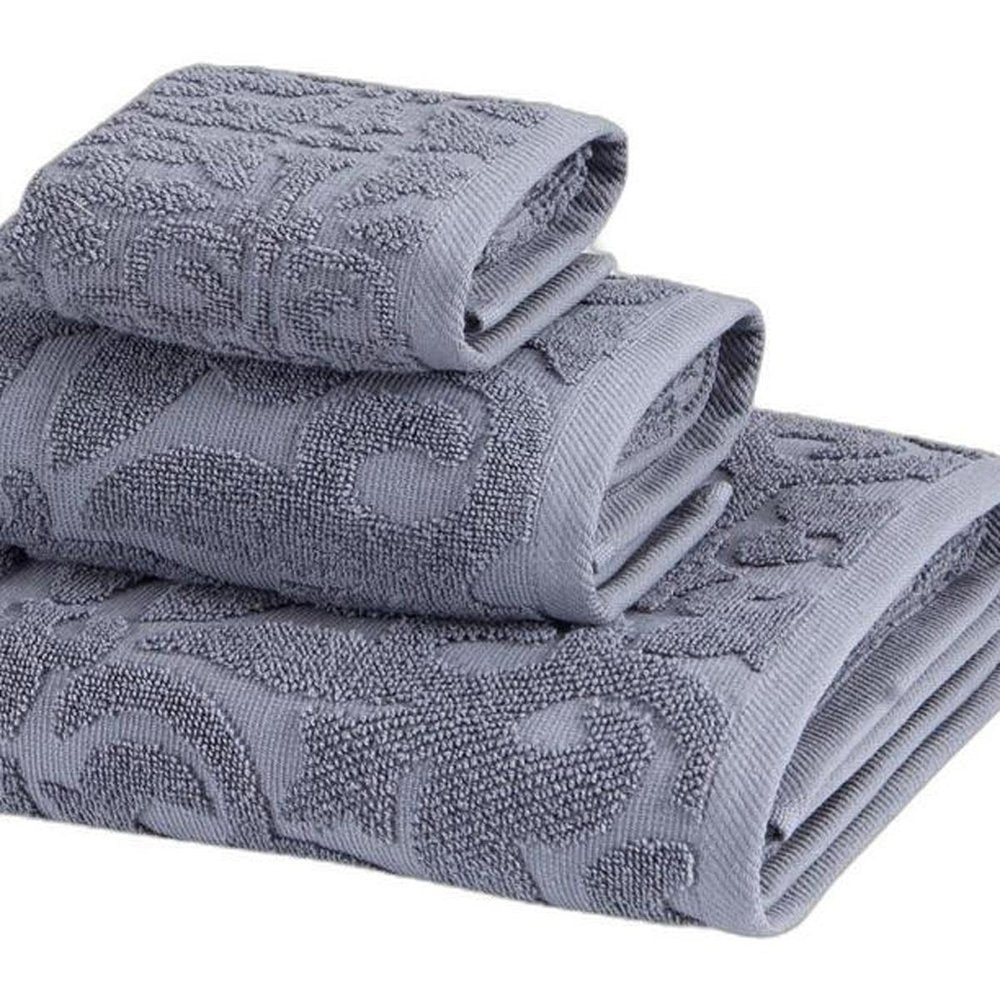 Set of Three Brown Floral Turkish Cotton Towel Set