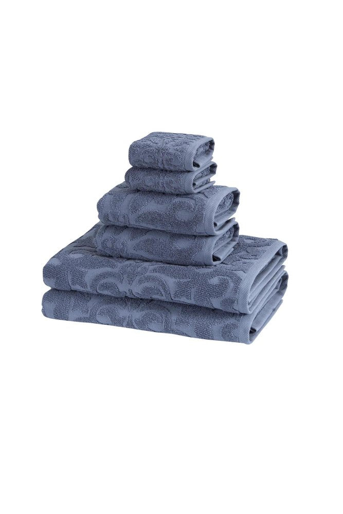 Set of Six Brown Floral Turkish Cotton Towel Set