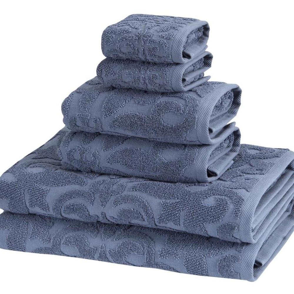 Set of Six Brown Floral Turkish Cotton Towel Set