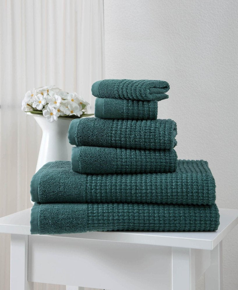 Set of Six Green Polka Dots Turkish Cotton Towel Set