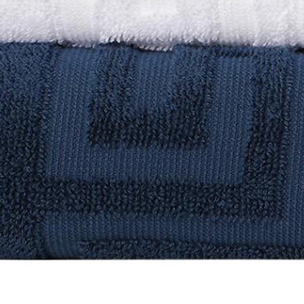 Set of Six Navy Blue Greek Key Turkish Cotton Towel Set