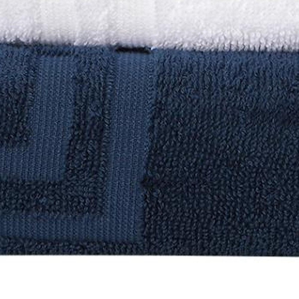 Set of Six Navy Blue Greek Key Turkish Cotton Towel Set