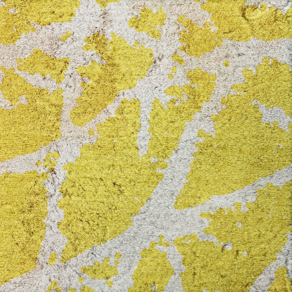 9' X 12' Yellow And Ivory Geometric Shag Washable Area Rug With UV Protection