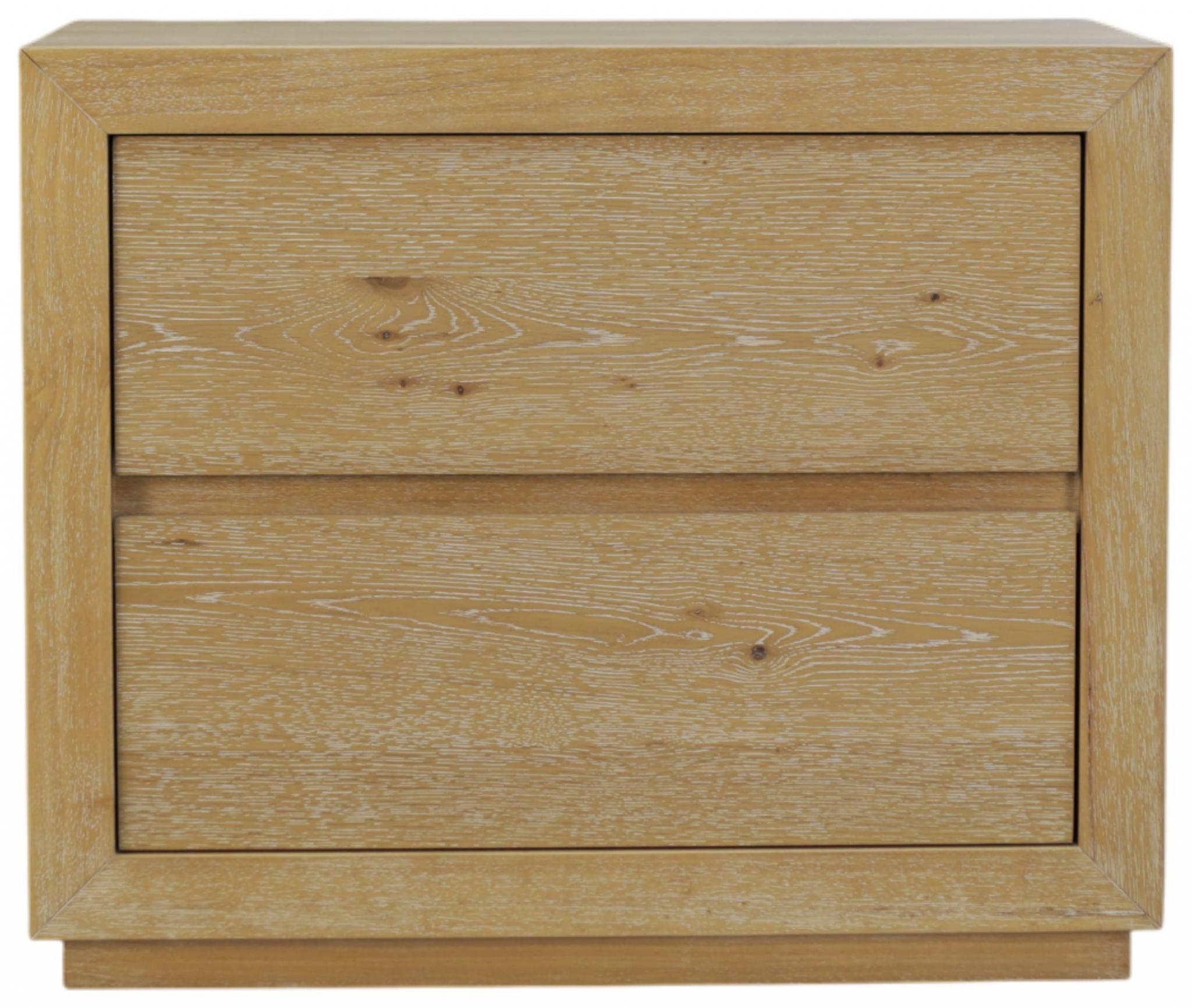 25" Oak Wood Two Drawer Nightstand