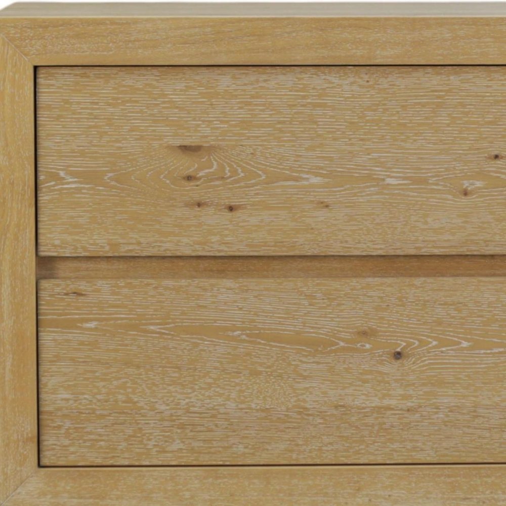 25" Oak Wood Two Drawer Nightstand