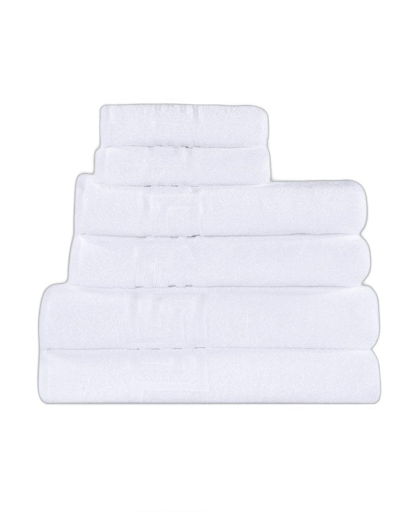 Set of Six Navy Blue Greek Key Turkish Cotton Towel Set