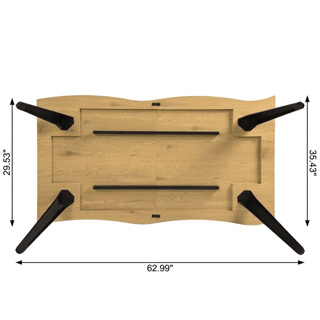 63" Natural And Black Wood And Steel Live Edge Dining Table