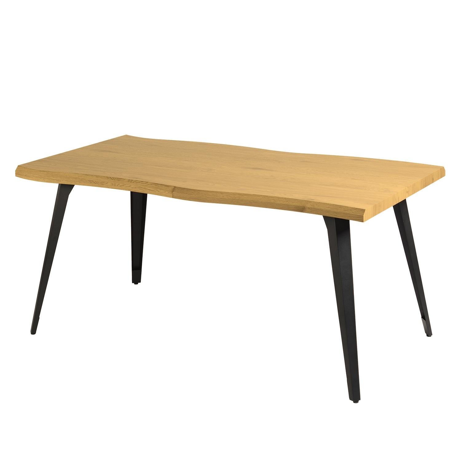 63" Natural And Black Wood And Steel Live Edge Dining Table