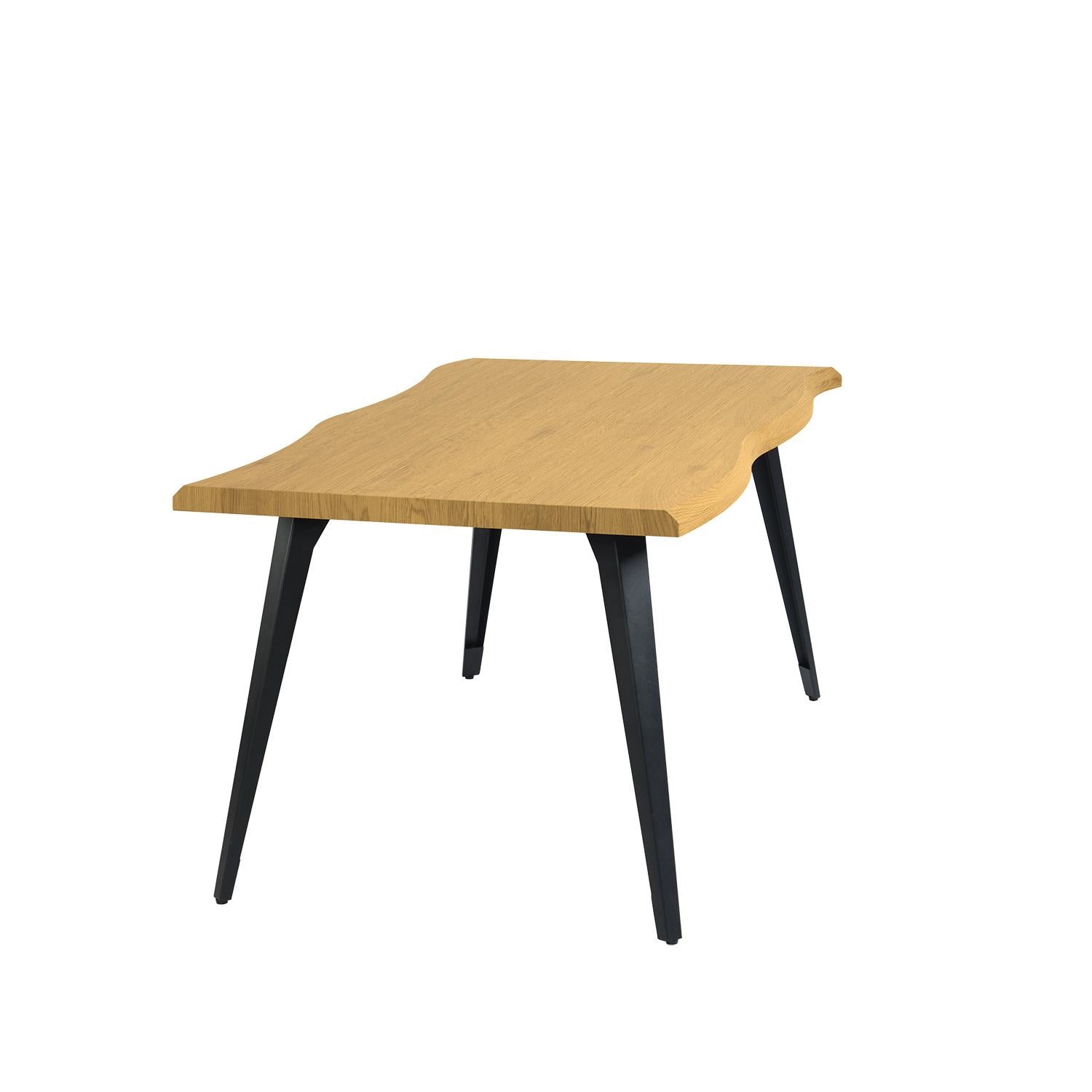 63" Natural And Black Wood And Steel Live Edge Dining Table