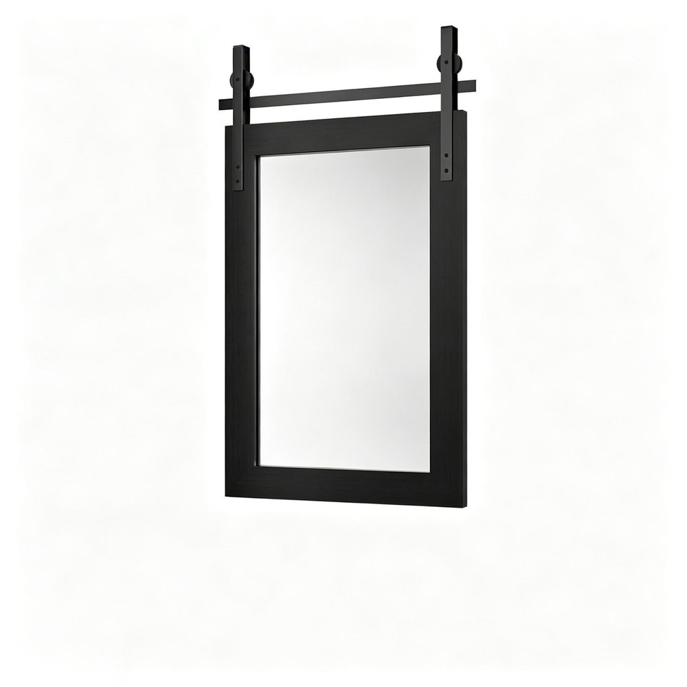 26" Black Wood Barn Framed Accent Mirror