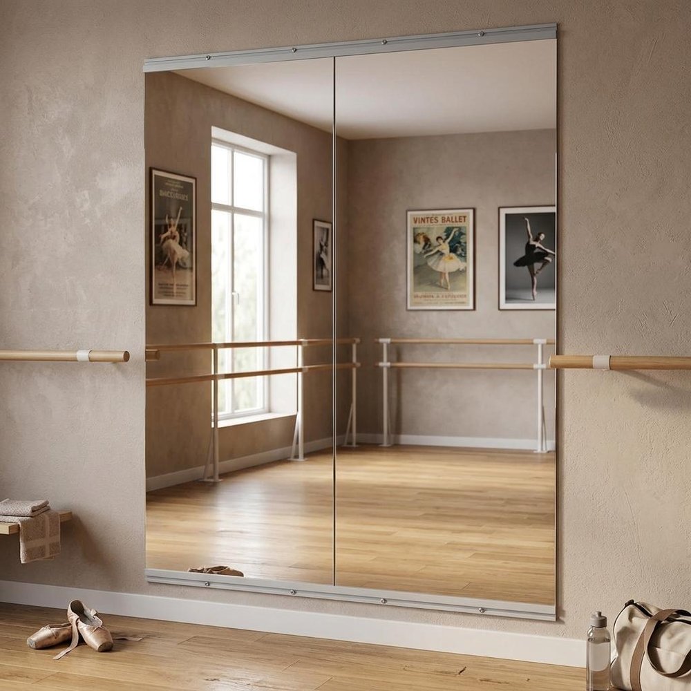Set of Two 71" X 32" Frameless Work Out Mirrors