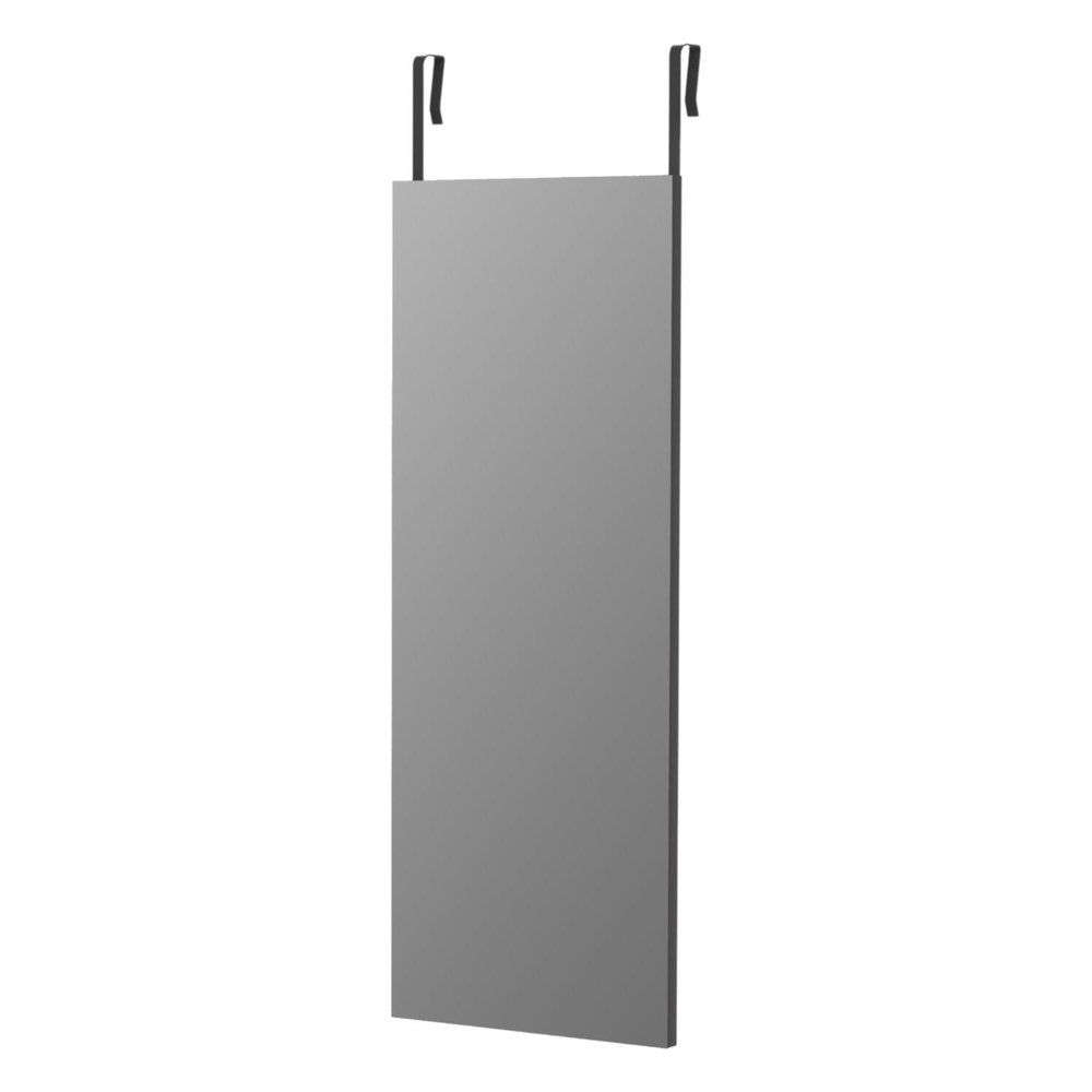 47" Black Aluminum Wall Mounted And Over The Door Framed Full Length Hanging Mirror