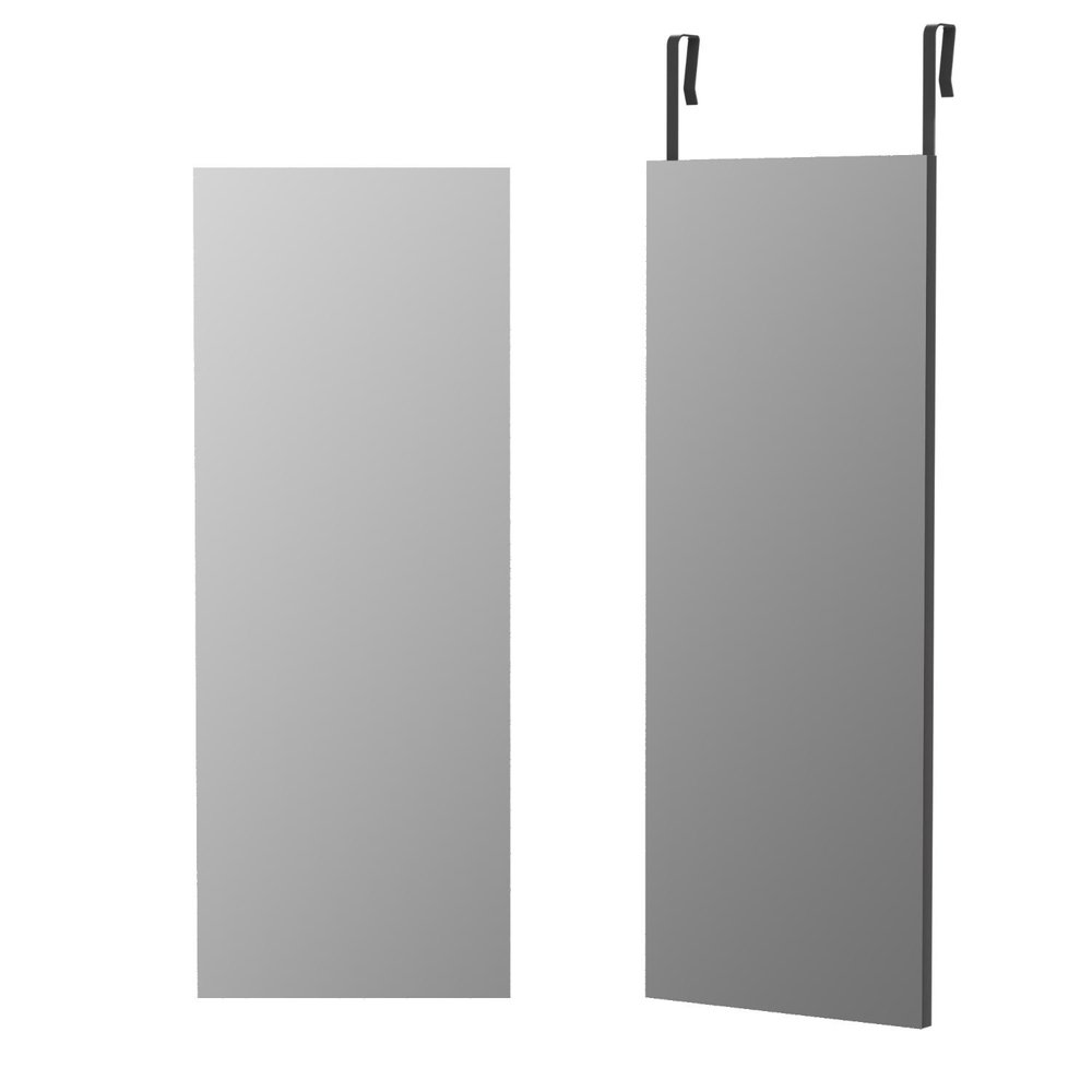 47" Black Aluminum Wall Mounted And Over The Door Framed Full Length Hanging Mirror