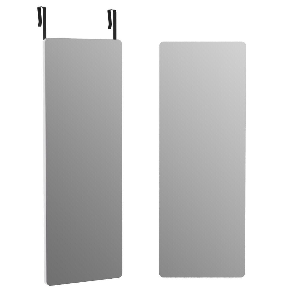 47" Black Aluminum Wall Mounted And Over The Door Framed Full Length Hanging Mirror