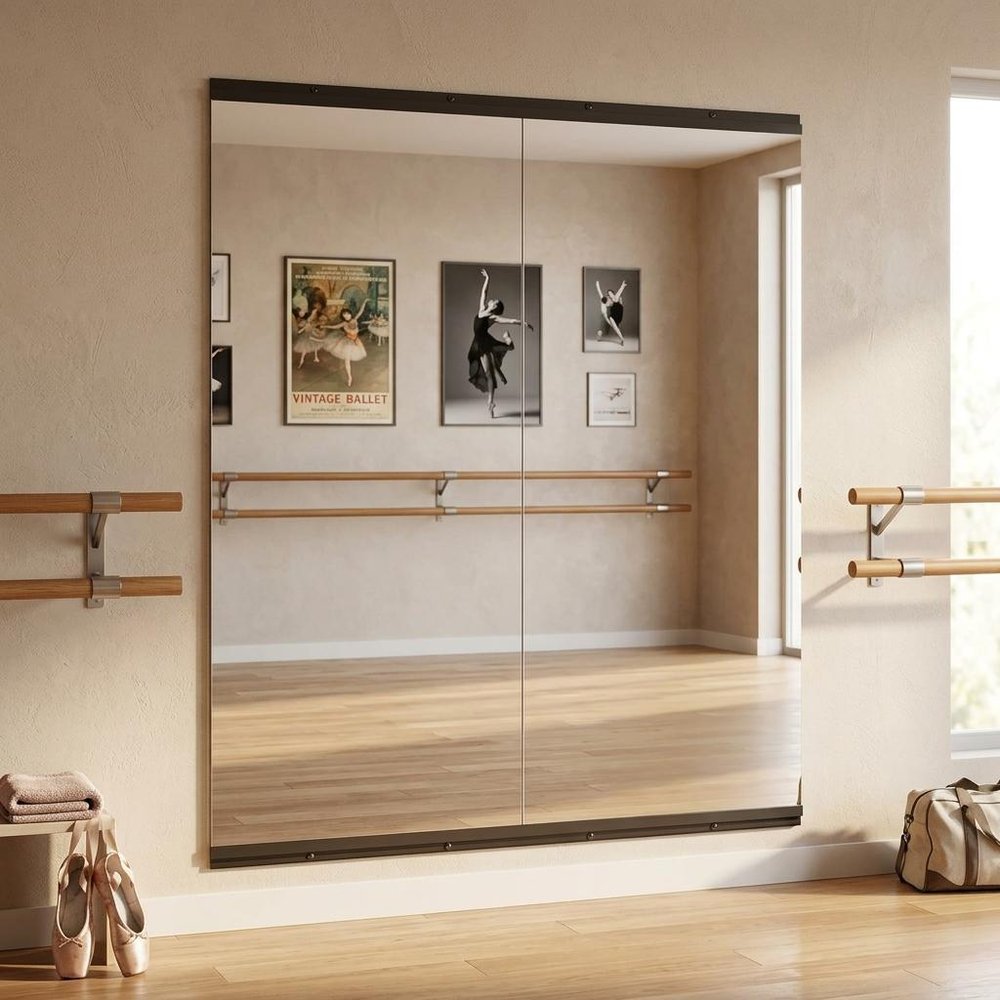 Set of Two Frameless 71" x 31" Full Length Work Out Mirrors