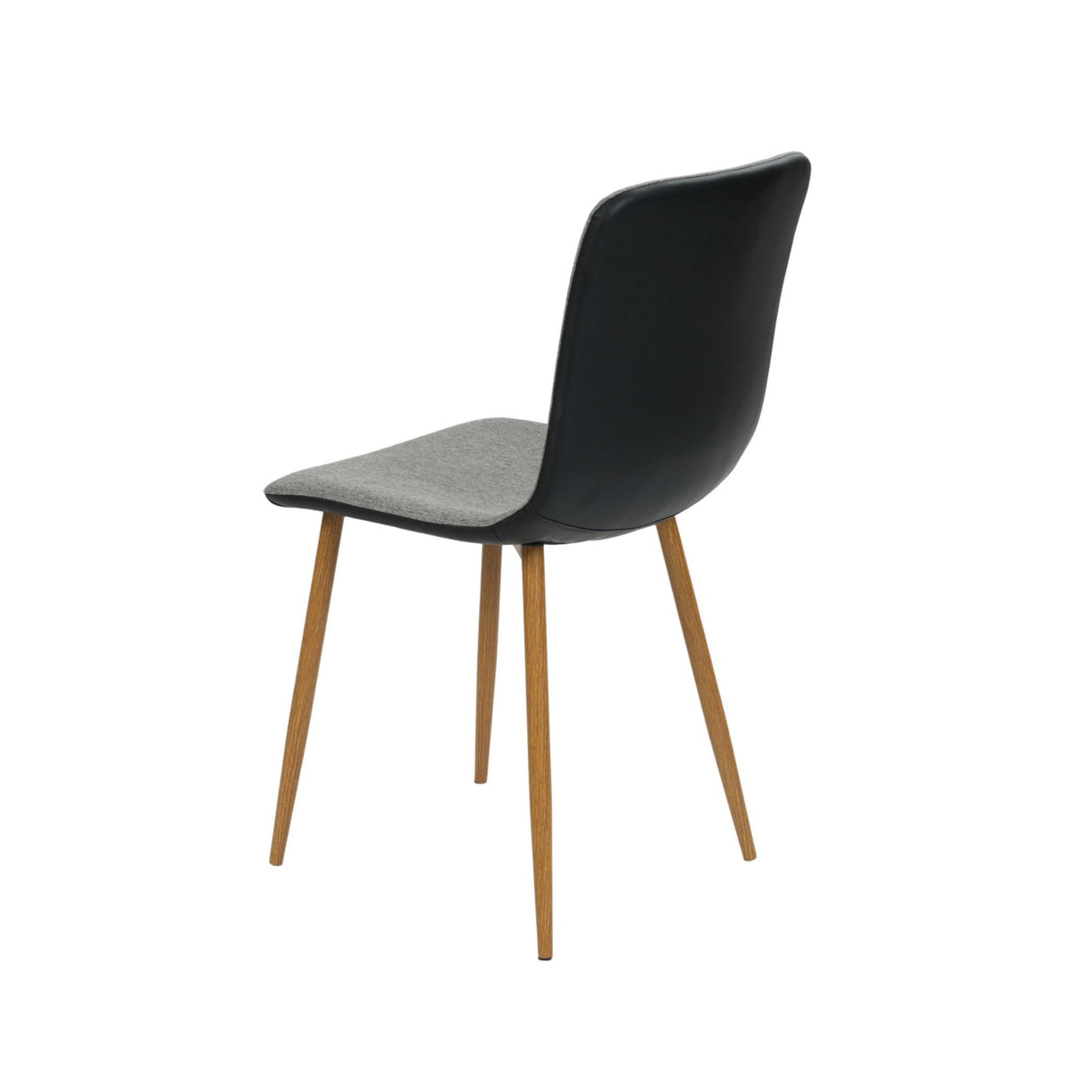 Set of Four Gray And Black Fabric And Faux Leather Dining Side Chairs