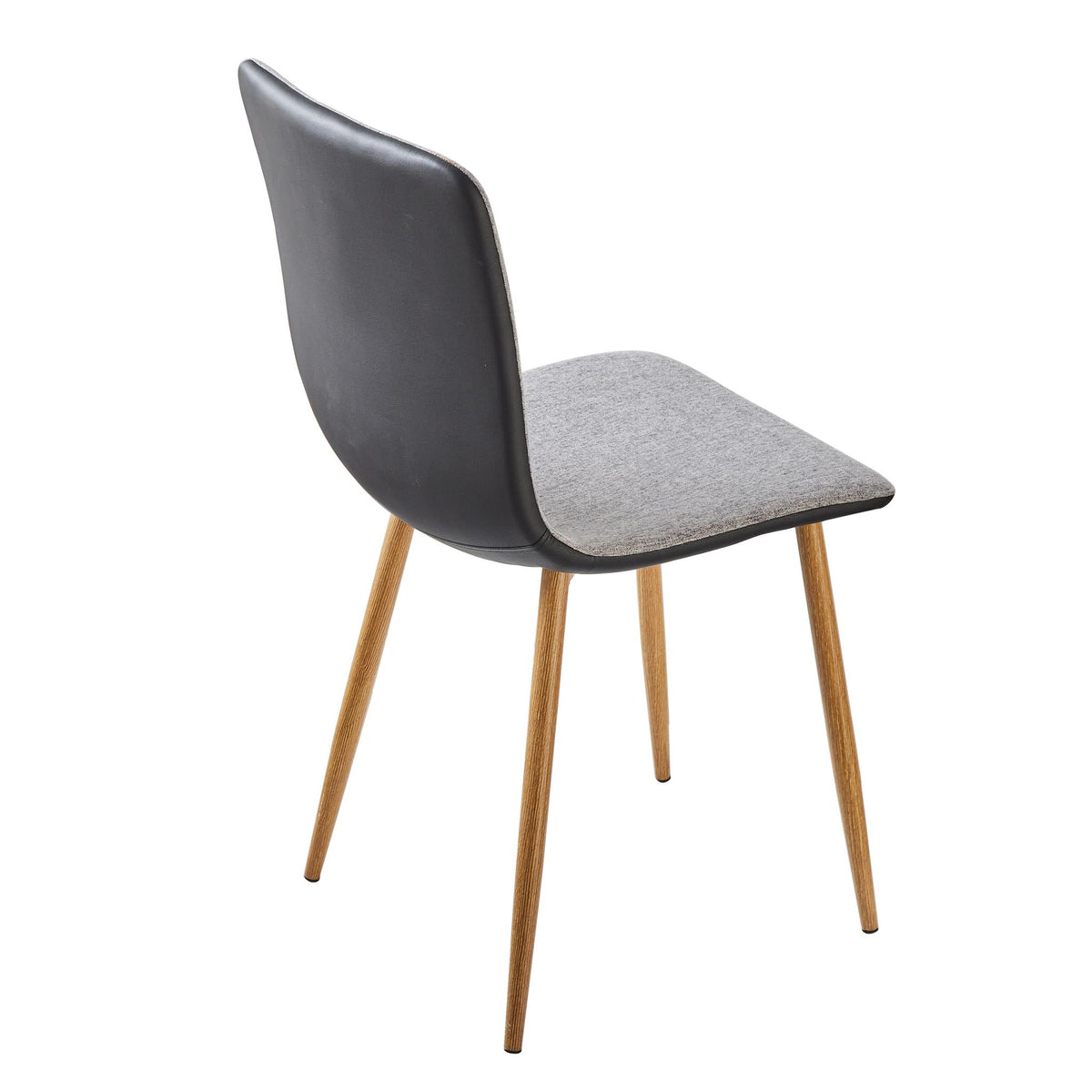Set of Four Gray And Black Fabric And Faux Leather Dining Side Chairs