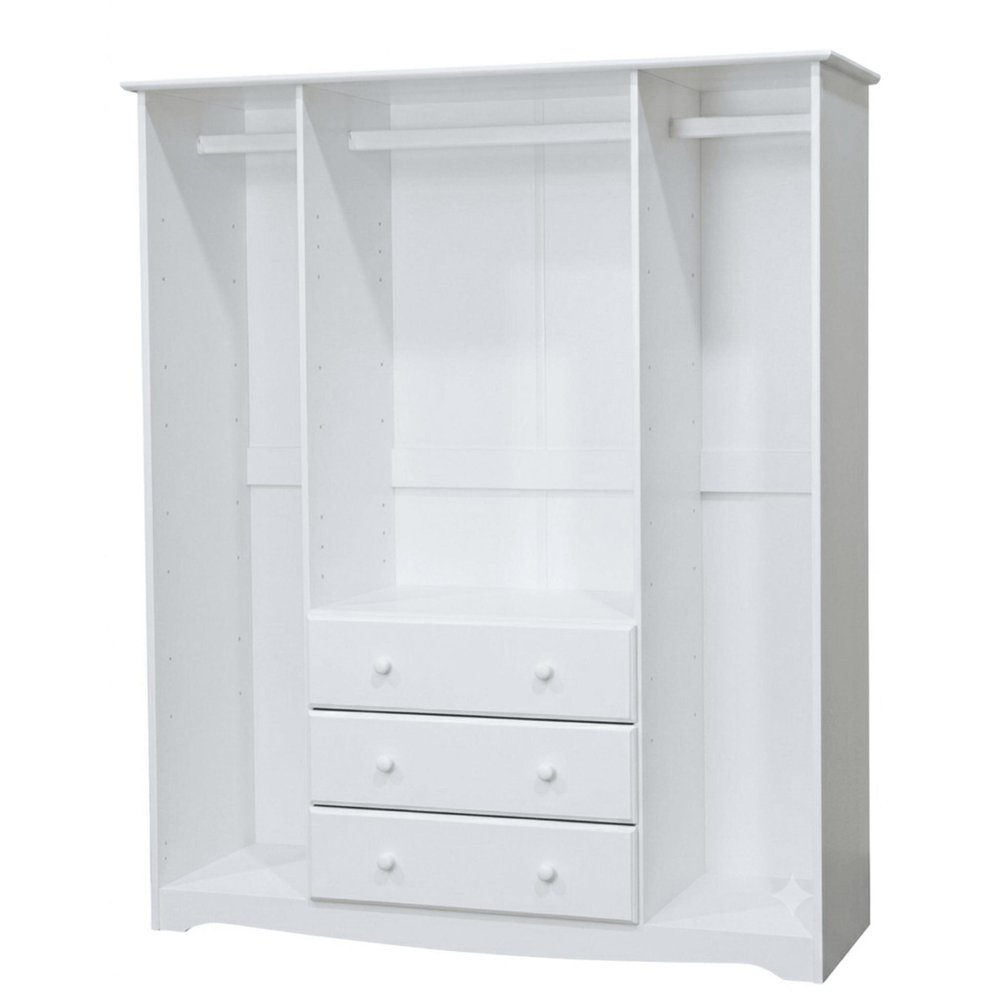 72" White Solid Wood Four Door Three Drawer Combo Dresser