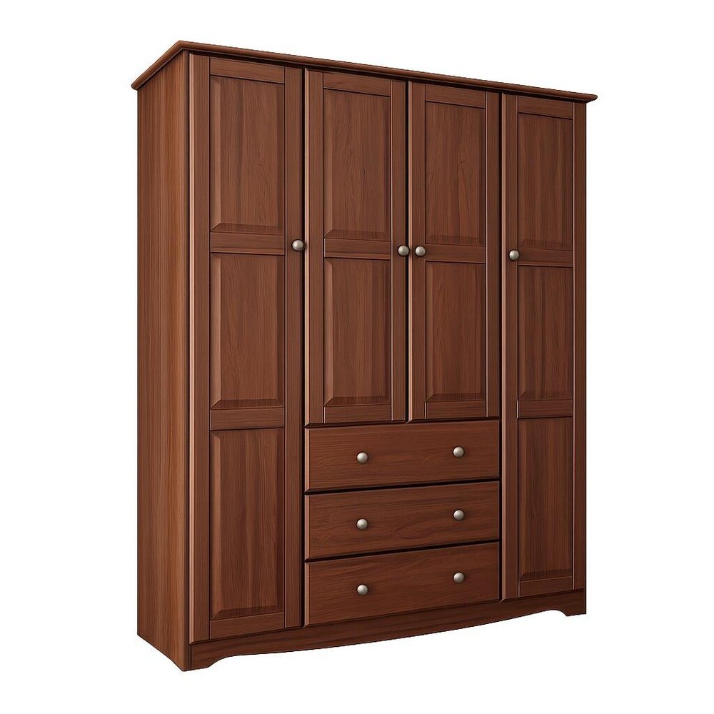 72" Coffee Solid Wood Four Door Three Drawer Combo Dresser