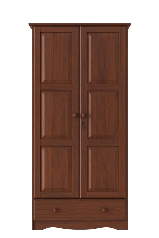 72" Coffee Solid Wood Two Door Single Drawer Combo Dresser