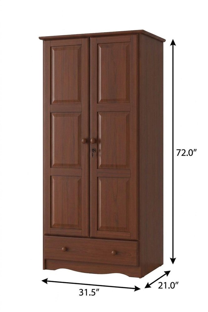 72" Coffee Solid Wood Two Door Single Drawer Combo Dresser