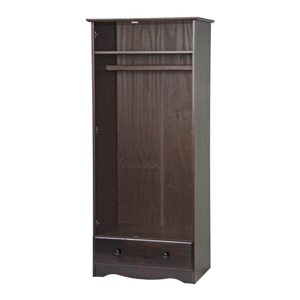 72" Coffee Solid Wood Two Door Single Drawer Combo Dresser
