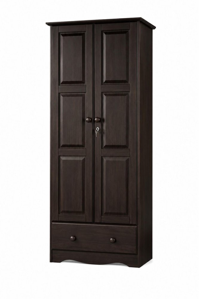 72" Coffee Solid Wood Two Door Single Drawer Combo Dresser